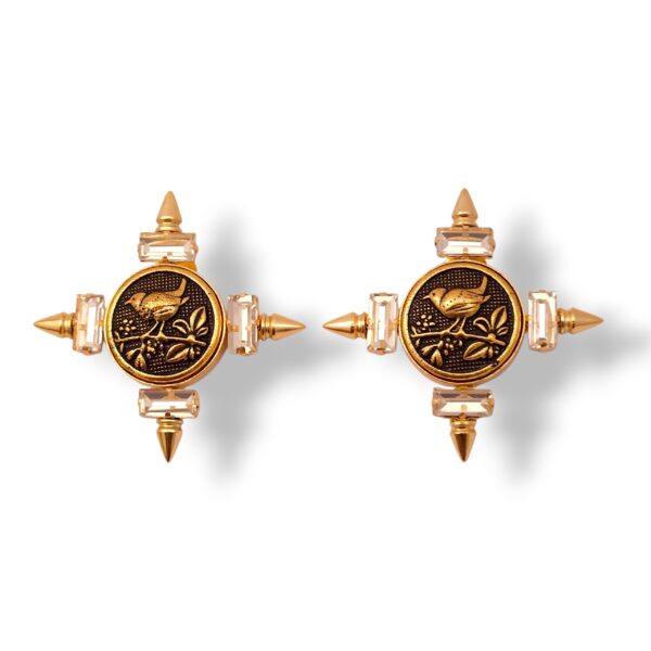 Vintage Compass Medallion Studs