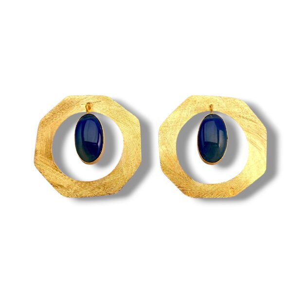 Peacock blue Ocatgon Studs