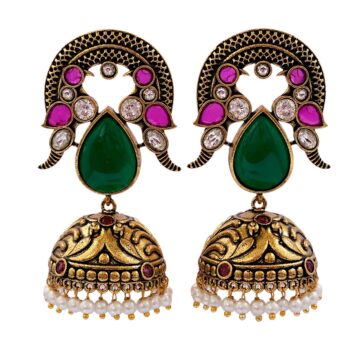 Antique Emerald Jhumkas