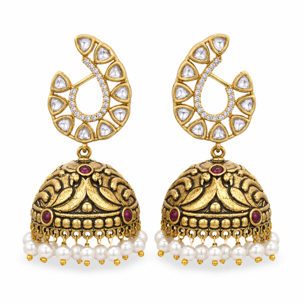 Antique Pearl Ruby Jhumkas