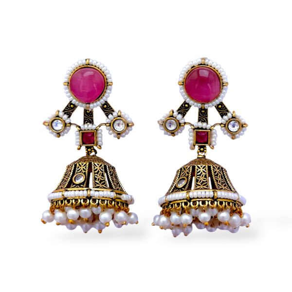 Royal Ruby Pearl Jhumkas