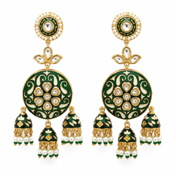 Emerald Bloom Jhumkas