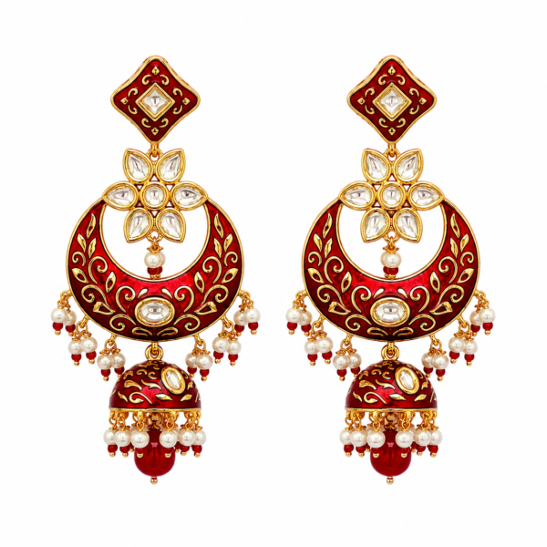 Royal Ruby Bloom Jhumkas